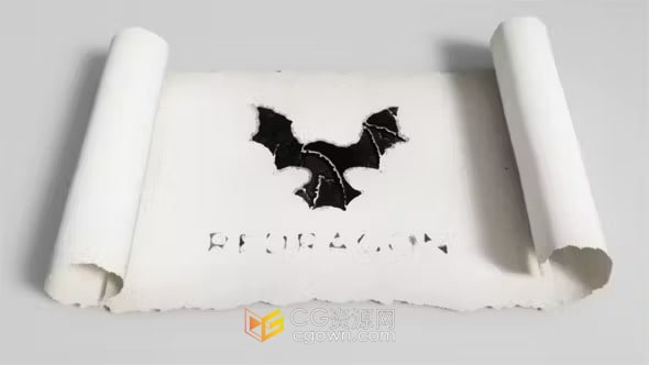 PR模板-滚动羊皮纸滴墨LOGO卷轴标志动画
