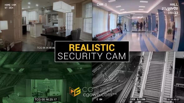 PR模板-监控安全摄像头录制模式创建逼真的闭路电视效果