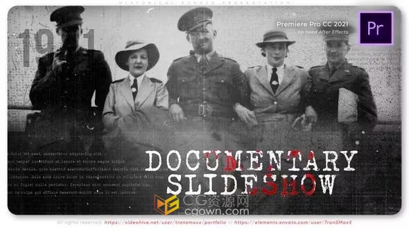 PR模板-时间轴视频复古效果纪录片军事战争开场白