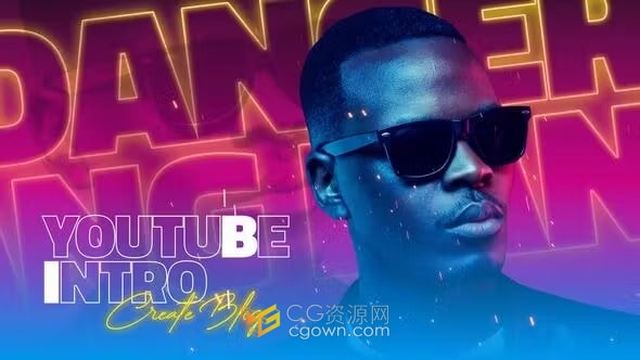 歌手人物介绍霓虹灯效果动画文字-PR模板