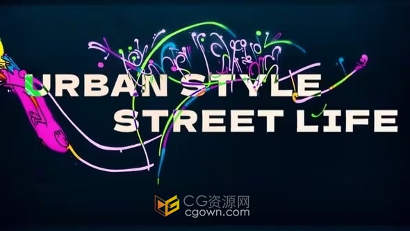 PR模板-多彩抽象艺术涂鸦标志动画Graffiti Logo Reveal