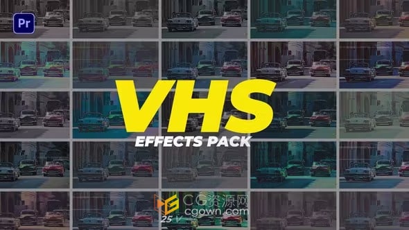 失真噪声色差怀旧复古氛围VHS风格效果包-PR模板