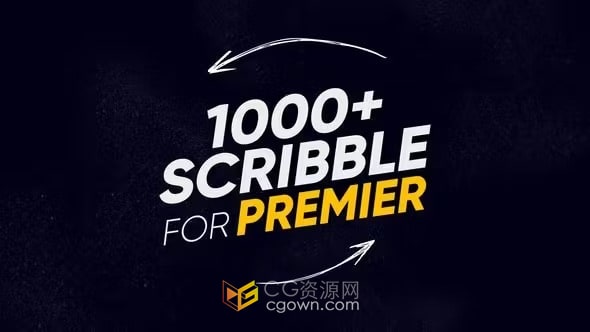 1000+涂鸦元素卡通手绘形状素描动画-PR模板