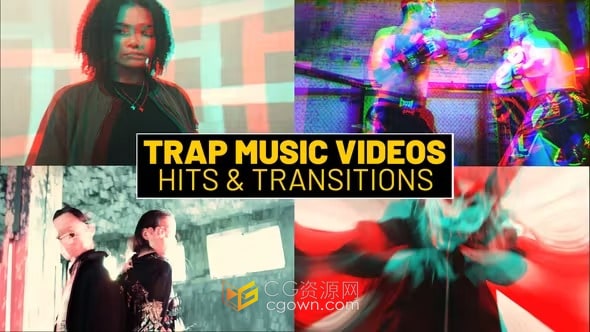 96个Trap音乐视频点击动画效果和转场切换元素-PR模板