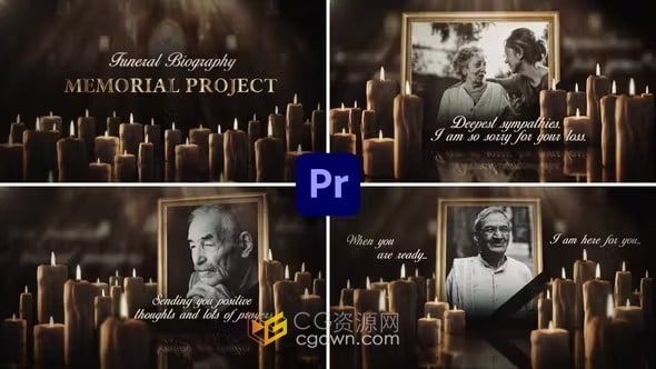 丧葬服务追悼会纪念幻灯片英雄人生故事传记-PR模板