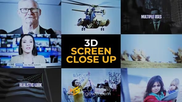 3D屏幕特写镜头酷炫过渡效果用于纪录片新闻介绍网络宣传-PR模板