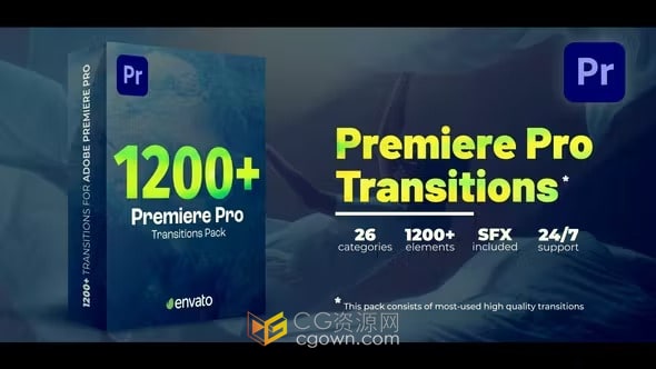 免费下载25个类别超过1200个高质量过渡元素-PR工程模板