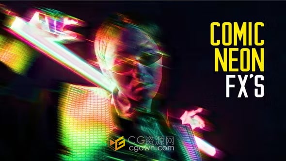 PR模板-艺术漫画霓虹灯效果叠加Comic Neon Effects