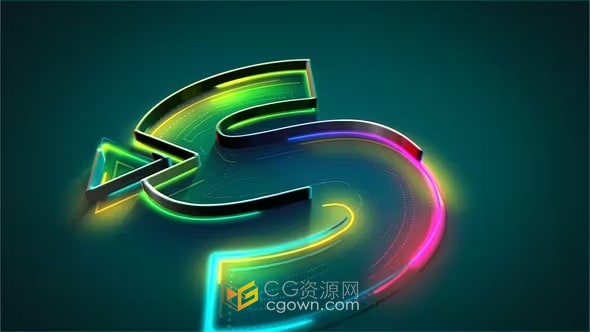 明亮炫彩光线描边标志轮廓LOGO动画-PR模板