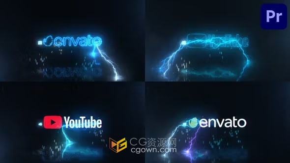 激光能量逼真闪电电子动画科技产品品牌LOGO-PR模板