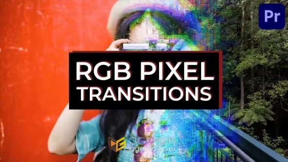 12种时尚抽象立方体RGB像素过渡-PR转场模板