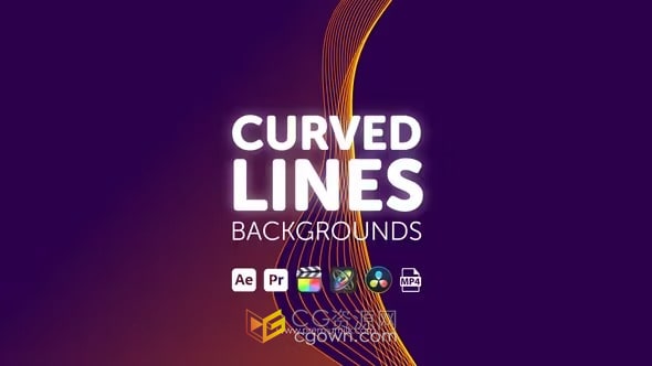 曲线线条多彩背景适用4K竖屏方屏多种分辨率-AE与PR模板