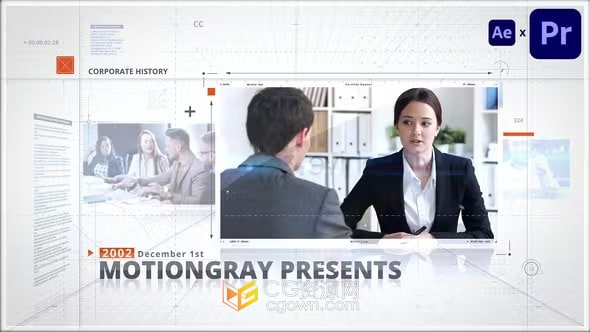 时间线展示公司发展史现代企业宣传片制作-AE与PR模板