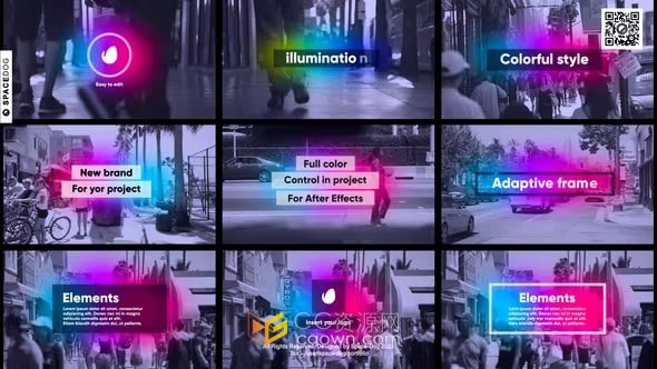 发光文本动画文字标题字幕效果AE与PR模板