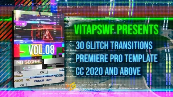 30个故障过渡效果Glitch Transitions Vol. 08-PR模板