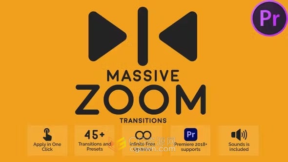 45+很酷的故障动画缩放过渡效果-PR模板