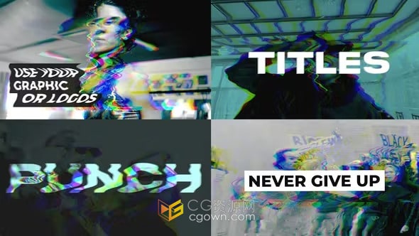 72种畸变扭曲闪烁故障标题动画效果-PR模板