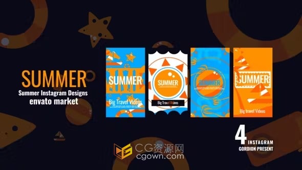 AE与PR模板-星形图标元素垂直短视频动态海报