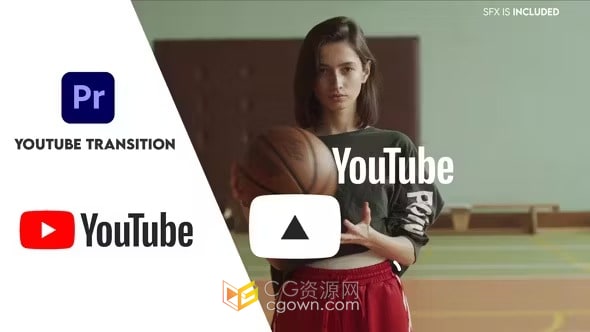 抖音youtube网络视频标志LOGO过渡包装元素-PR模板