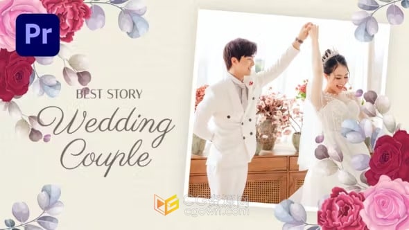 PR模板-淡雅花卉婚礼幻灯片浪漫婚庆视频相册