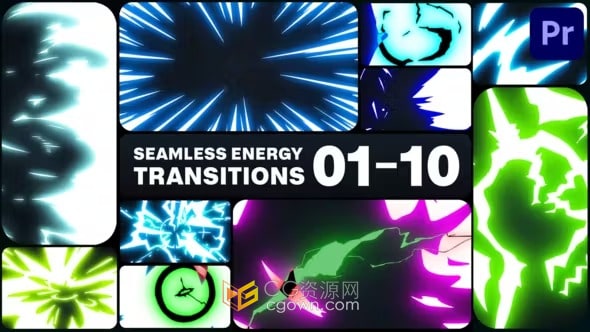 Seamless Energy Transitions PR模板10种卡通能量特效转场过渡