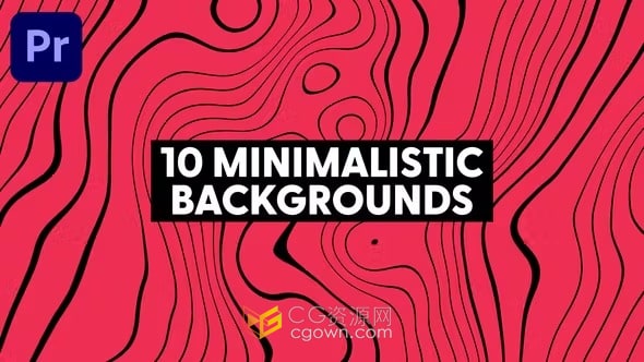 10个多彩线条花纹波浪动画背景元素-PR模板