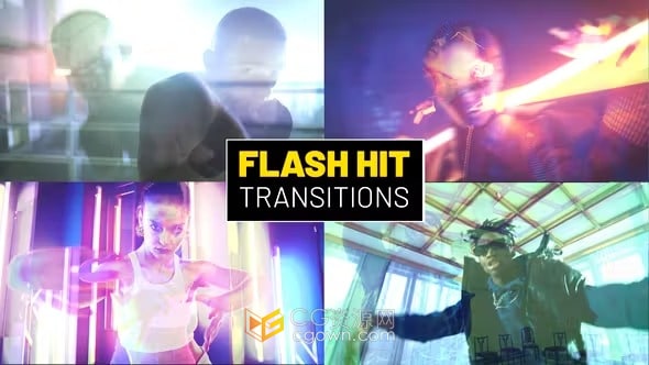16种快速闪屏冲击过渡效果Flash Hit Transitions-PR模板