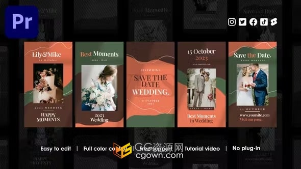 5种竖屏婚礼请柬宴会庆典开业活动邀请函-PR模板