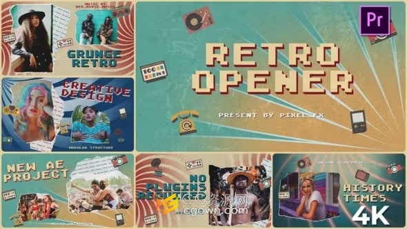 不规则纸张图像动画怀旧元素展示复古风格开场白-PR模板