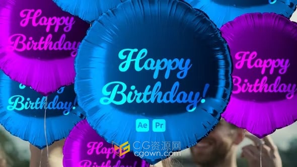 Balloons Transitions AE/PR模板圆形心形星星气球转场效果