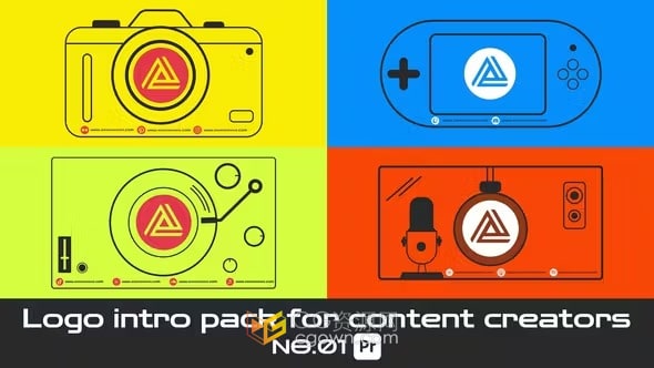 适合游戏玩家主播摄影师音乐主题片头LOGO介绍-PR模板