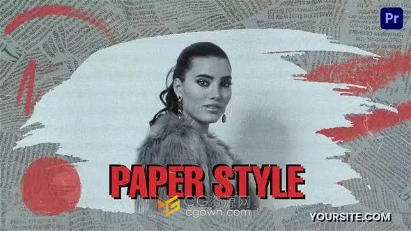 Grunge Paper报纸艺术风格创意笔刷效果前卫片头介绍-PR模板