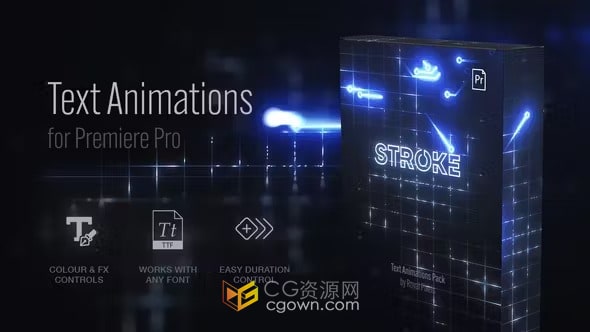 48组发光笔画文字动画预设文字标题效果PR模板