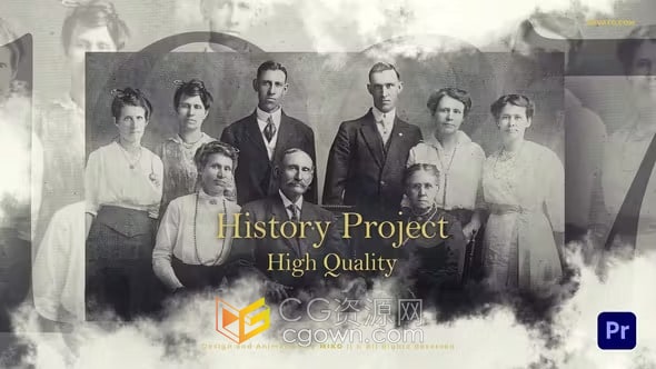 经典黑色风格纪录片回忆历史照片介绍复古视频PR模板