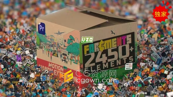 2450+种2D卡通MG图形动画元素Premiere模板生成器PR脚本预设包