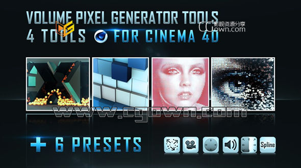 C4D像素化方块预设插件 Volume Pixel GENERATOR Tools For Cinema 4D Win&Mac