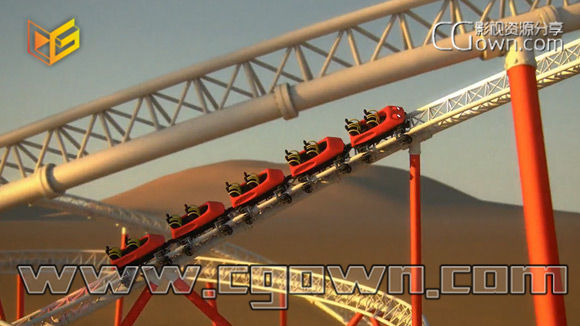 C4D教程 使用RollerCoaster预设工作流程 逼真的过山车效果模拟