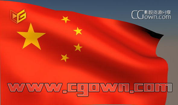 C4D模板 3D国旗模型 带动画效果 可以换成公司企业旗