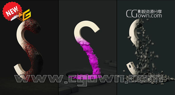 C4D插件 流体文字特效预设工具 Solid To Liquid Tool V1.5 带使用视频教程