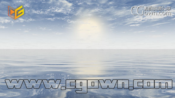 C4D模型 大海洋的三维场景模型 带动画天空白云