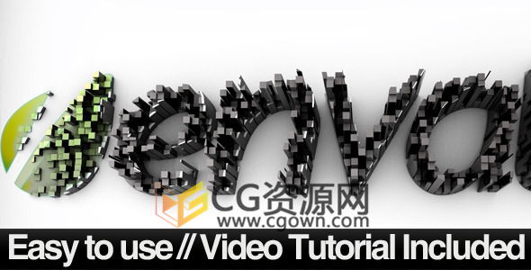 C4D工程模板 三维立方体柱状波浪起伏动画演绎标志片头效果 免费下载