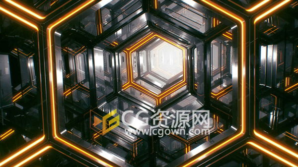 C4D视频教程带练习原工程文件 高科技质感无限循环穿梭隧道动画 免费下载