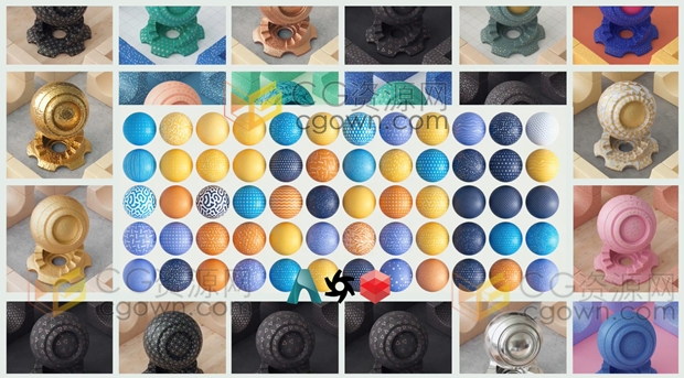 270+材质纹理贴图C4D预设包Redshift/Octane/Arnold三种渲染器插件使用