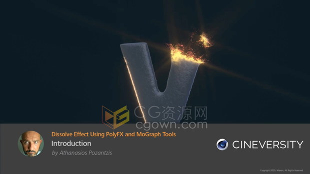 C4D教程-使用PolyFX和MoGraph工具溶解破碎粒子特效