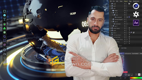 学习C4D软件创建3D新闻开场视频片头教程课程下载