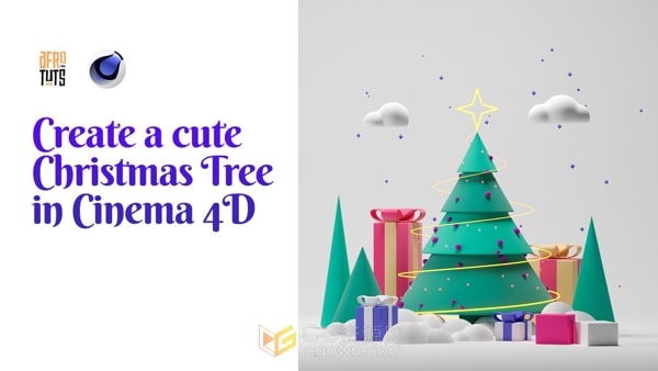 C4D教程圣诞节可爱3D场景建模学习视频教程
