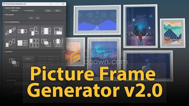 Picture Frame Generator v2.0 3ds Max插件创建三维照片相框自动生成器