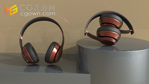 橙色数码电子无线蓝牙耳机三维C4D模型