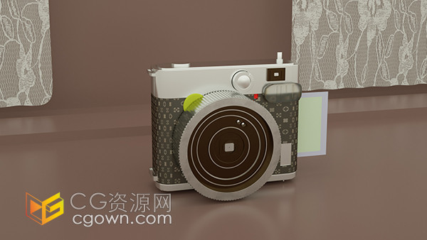 复古北欧拍立得品牌相机C4D三维产品模型