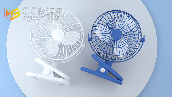 清新简约桌面两个小风扇C4D三维模型
